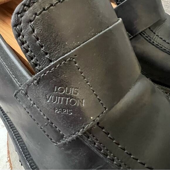 Louis Vuitton Black Leather Loafers Shoes size 6 1/2 - Picture 5 of 12